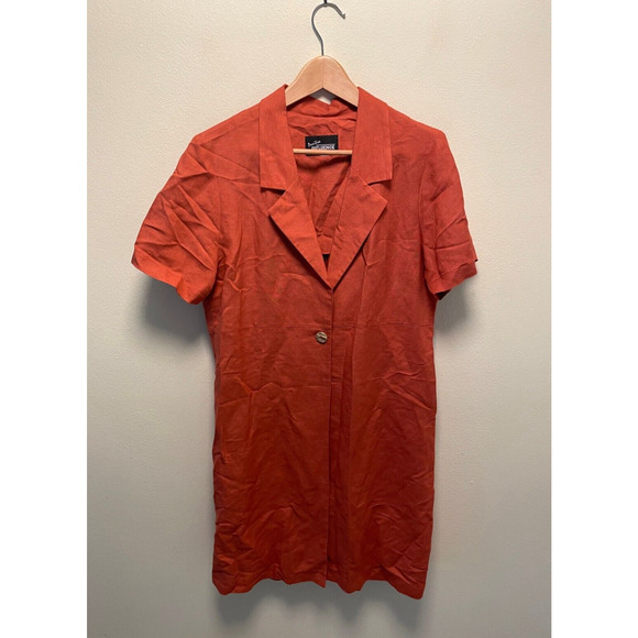 Vintage Positive Influence Women Dress XL Orange Short Sleeve Lagenlook 90s READ - Picture 1 of 6